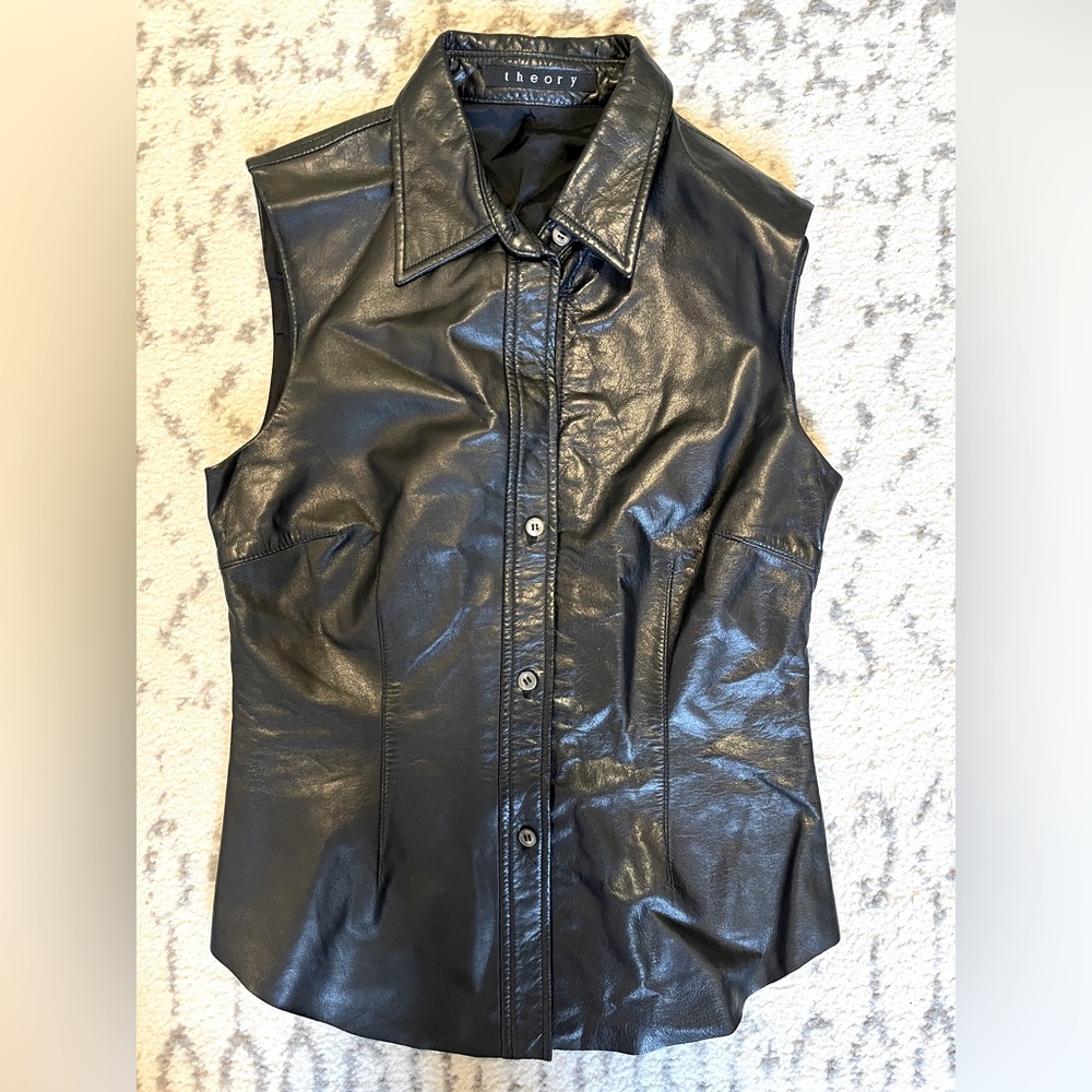 Theory Genuine Leather sleeveless vest top